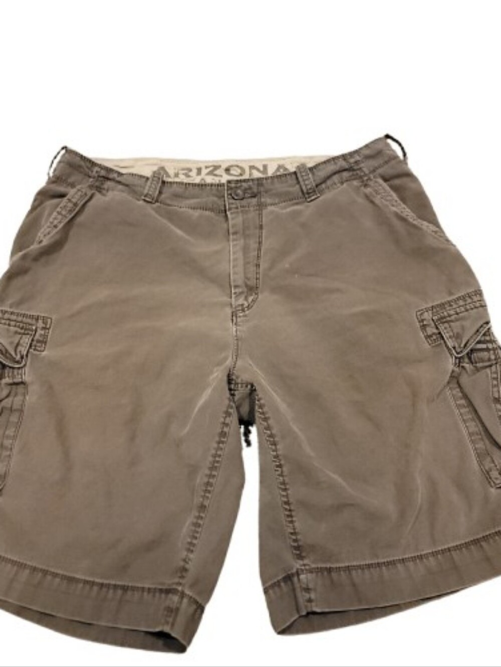 Arizona Jean Co Cargo Shorts Mens Size 38 Brown Flat Front Casual Golf Pockets
